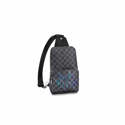 LOUIS VUITTON AVENUE SLING BAG DAMIER GRAPHITE INTERLINKED LOGO N40275 (31*20*10cm)